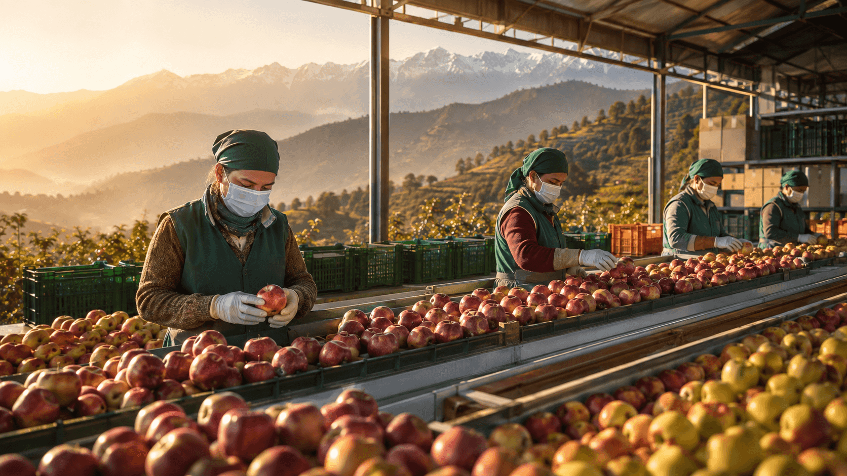 Sorting and grading process for apples