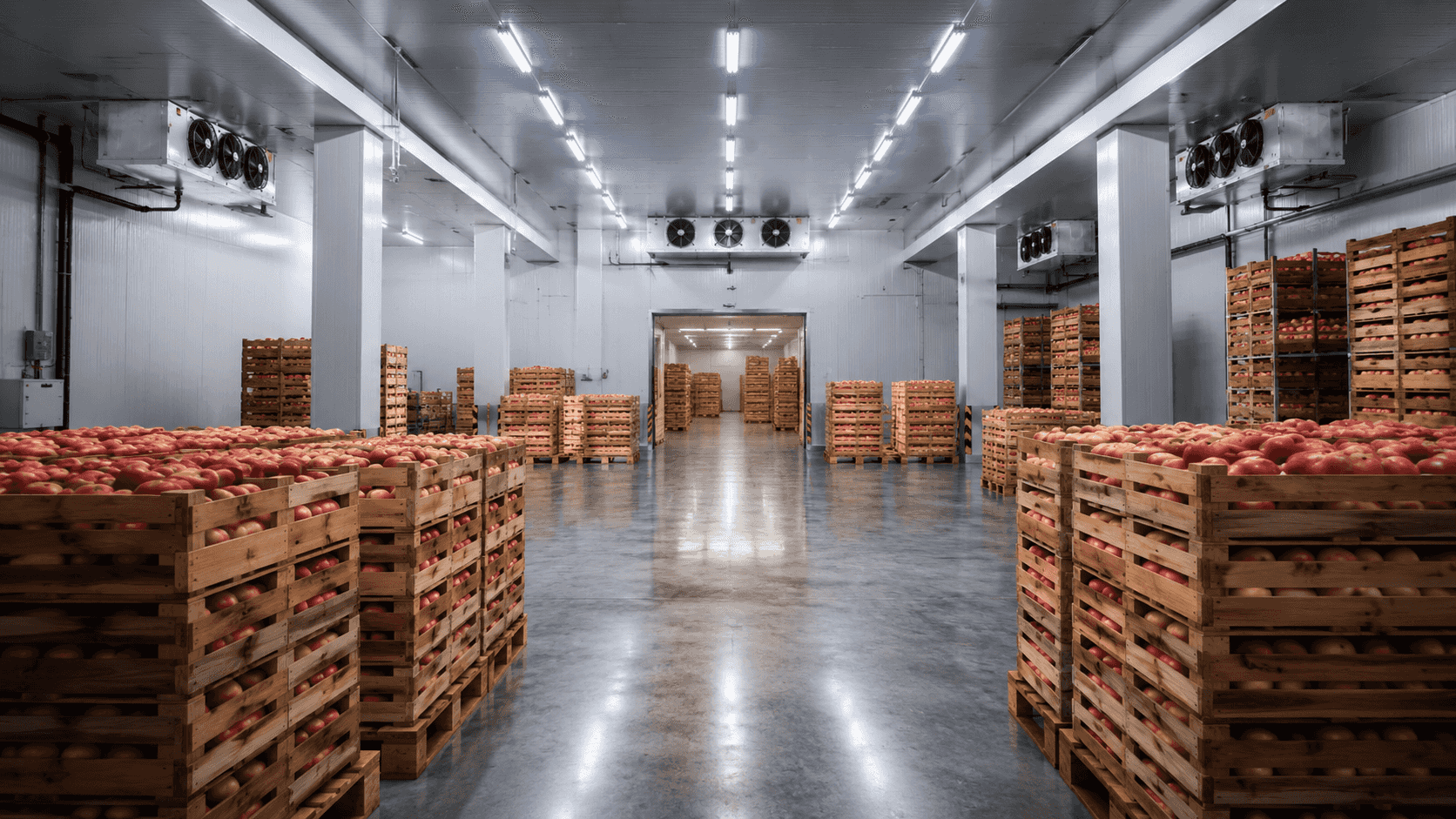 Controlled atmosphere cold storage warehouse