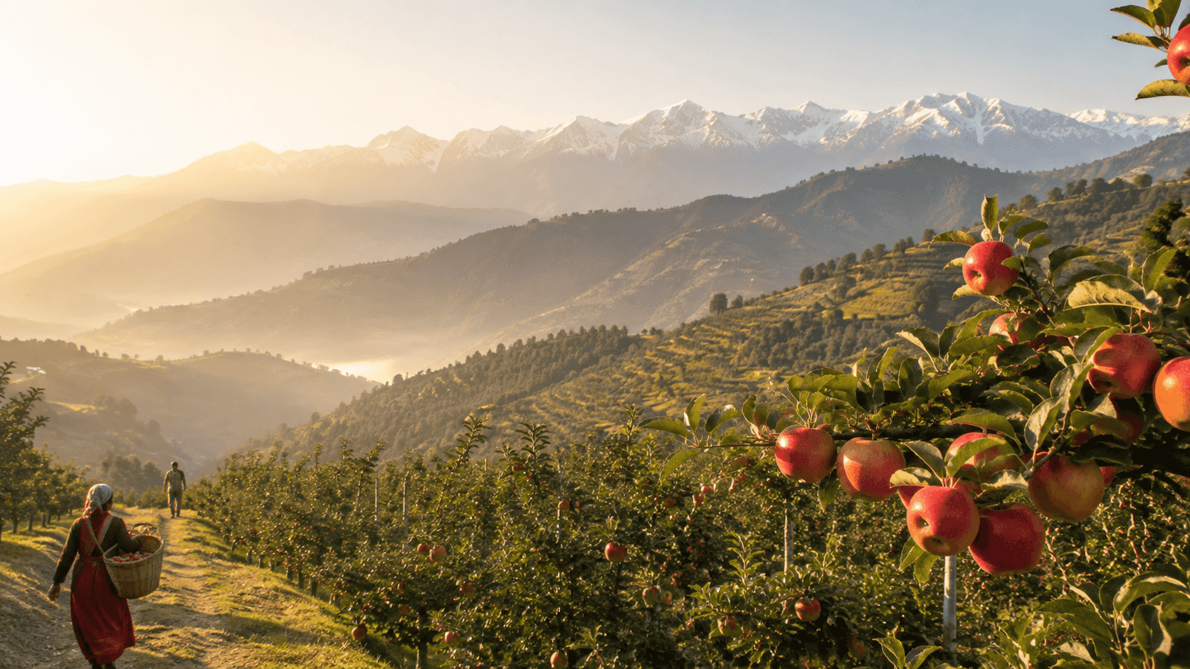 Himalayan apple orchard in Uttarakhand